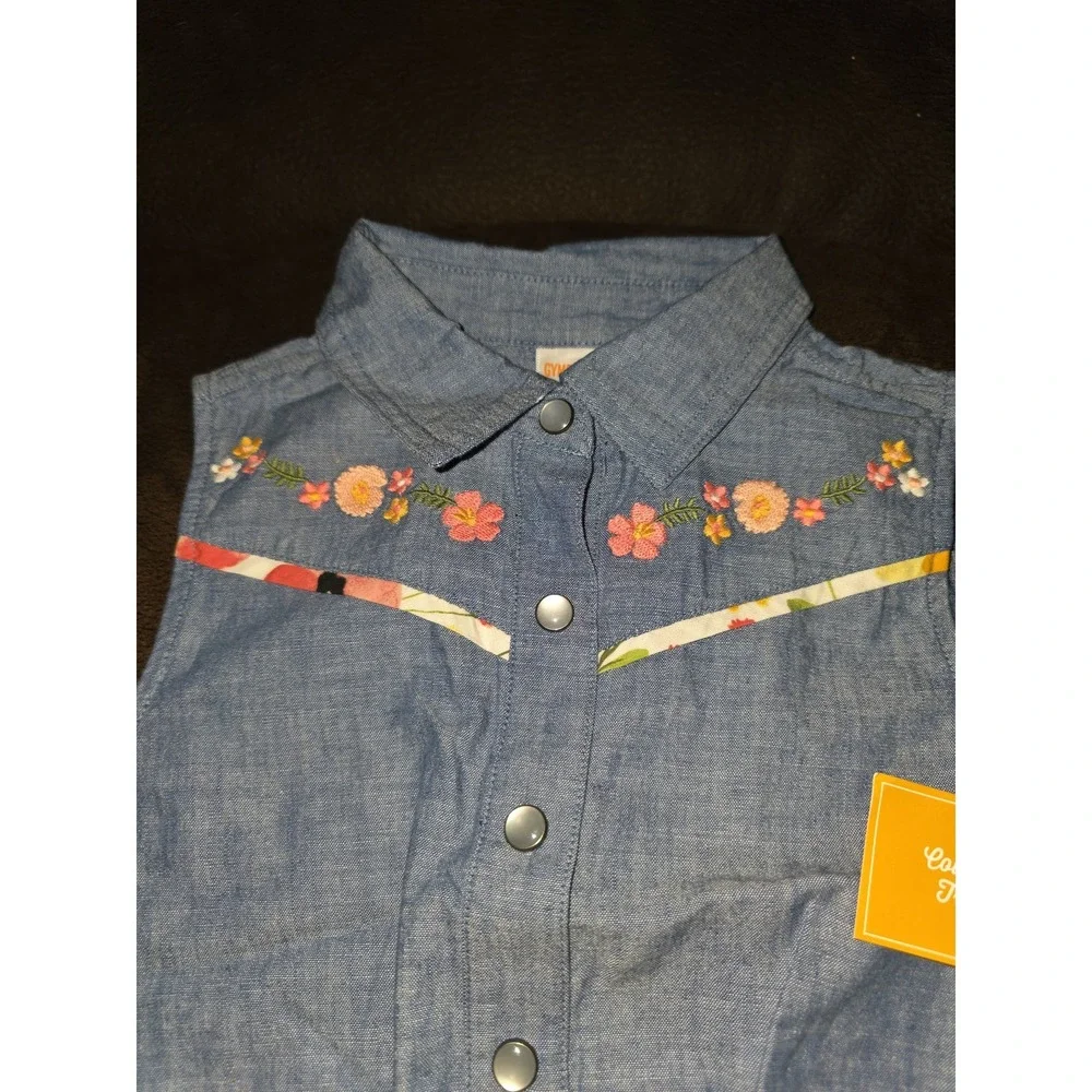 Gymboree country trail denim floral tank size 7 nwt